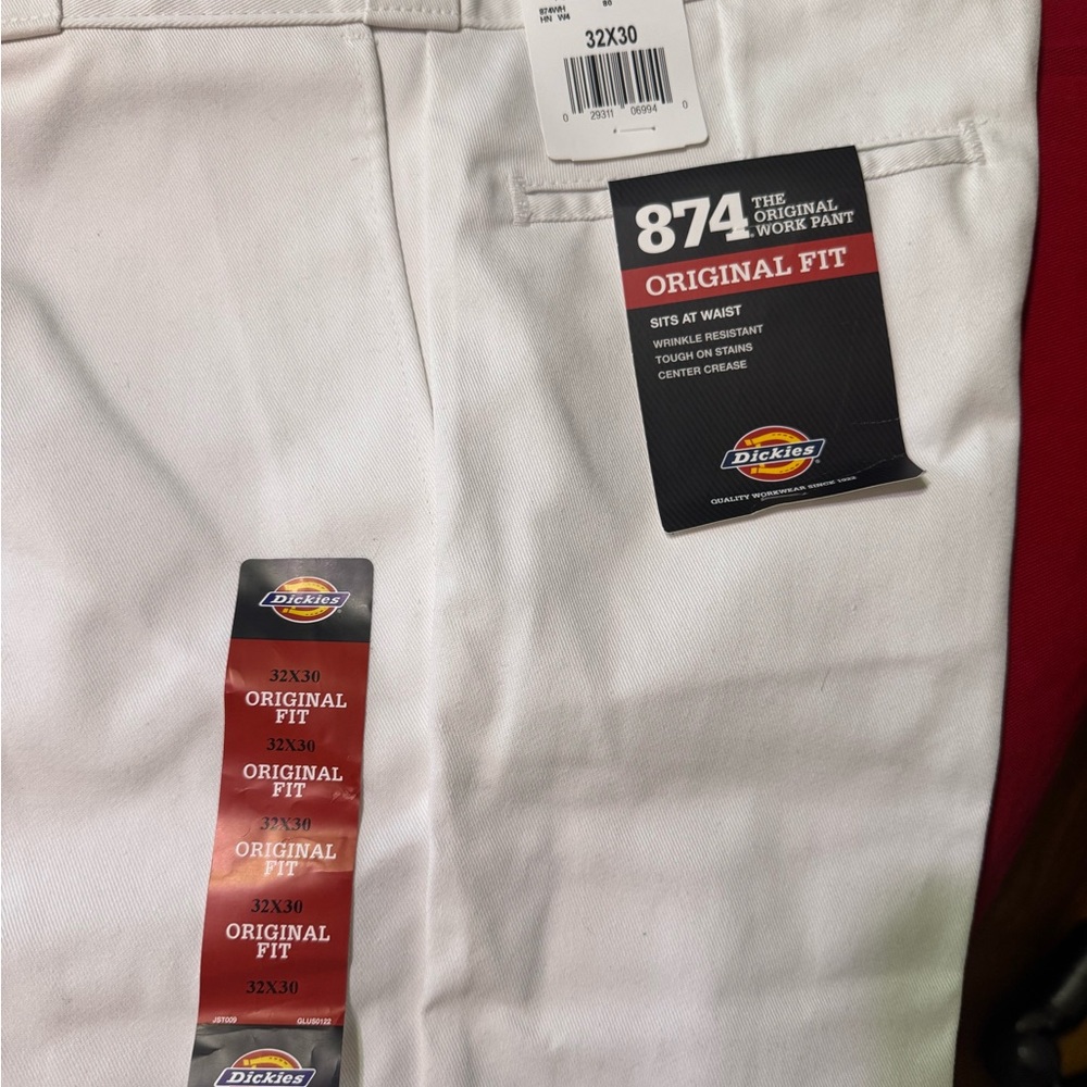 Dickies White Dress Pants with Sturdy Fabric and Classic Style